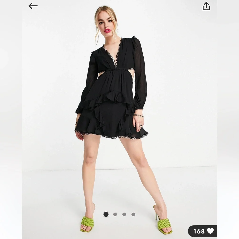 ASOS Black Ruffle Mini Dress - Picture 1 of 12